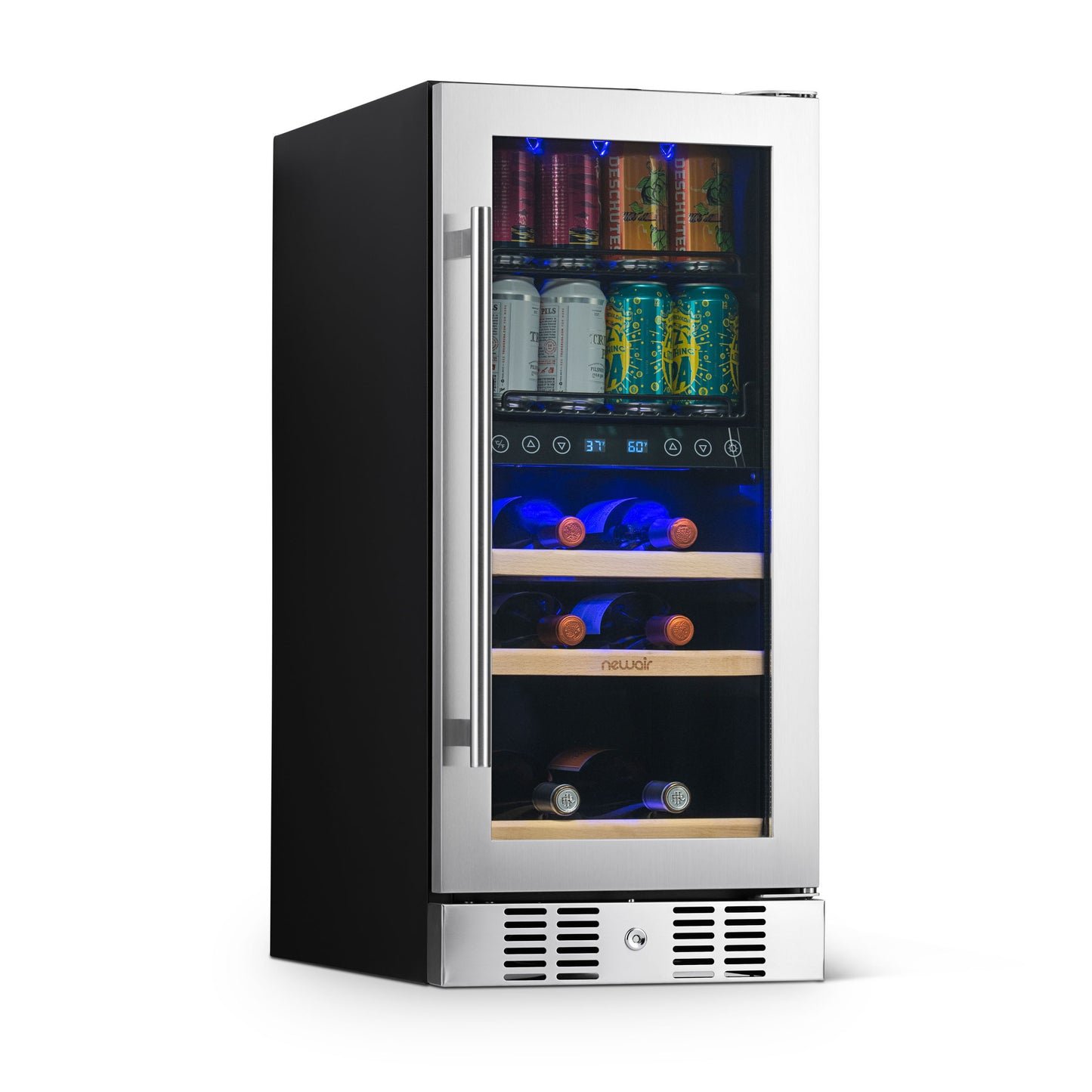 Newair® 48-Can, 9-Bottle Built-in Dual Zone Beverage Fridge - 15"