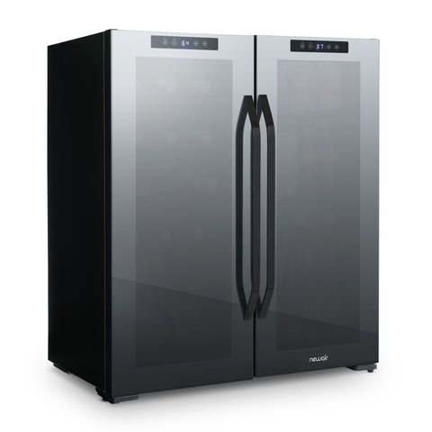 Newair® Shadowᵀᴹ Series Wine Cooler Refrigerator 18 Bottles & 59 Cans Dual  Temperature Zones, Freestanding Mirrored Wine & Beverage Fridge with 