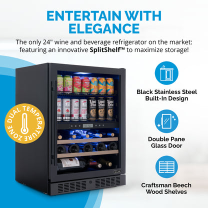 newair®-100-can-24-bottle-built-in-dual-zone-black-beverage-fridge-24