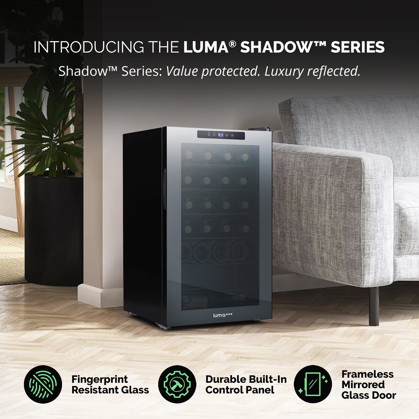 Luma® 24-Bottle 16.9" Black Freestanding Wine Fridge