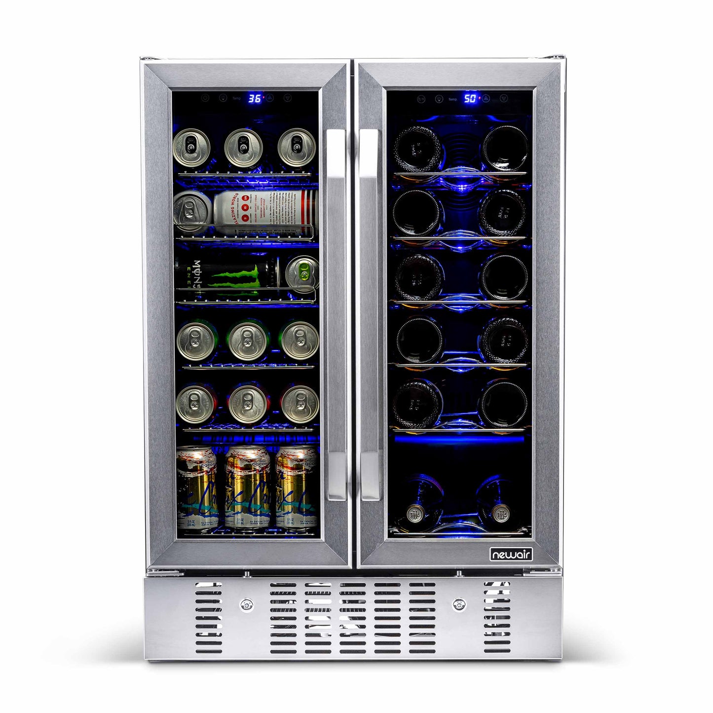 Newair® 58-Can, 18-Bottle Built-in Dual Zone Beverage Fridge - 24"