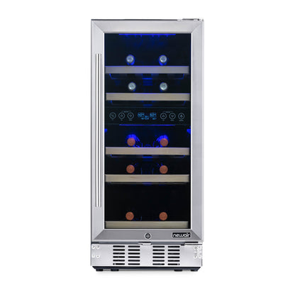 newair-15-built-in-29-bottle-dual-zone-wine-fridge-in-stainless-steel-quiet-operation-with-beech-wood-shelves-wine-coolers-recessed-kickplate