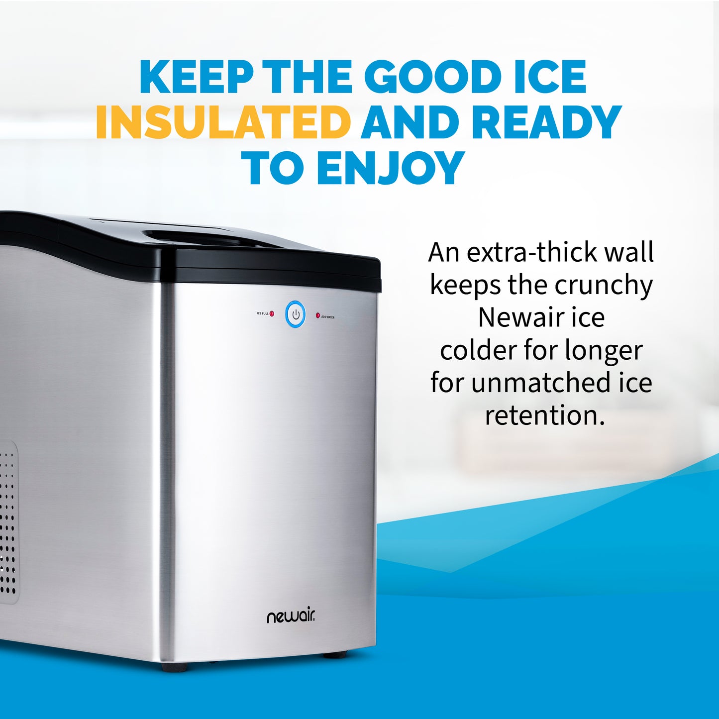 Newair® Countertop Ice Maker. Nugget Ice, 42 lbs/day - Stainless Steel