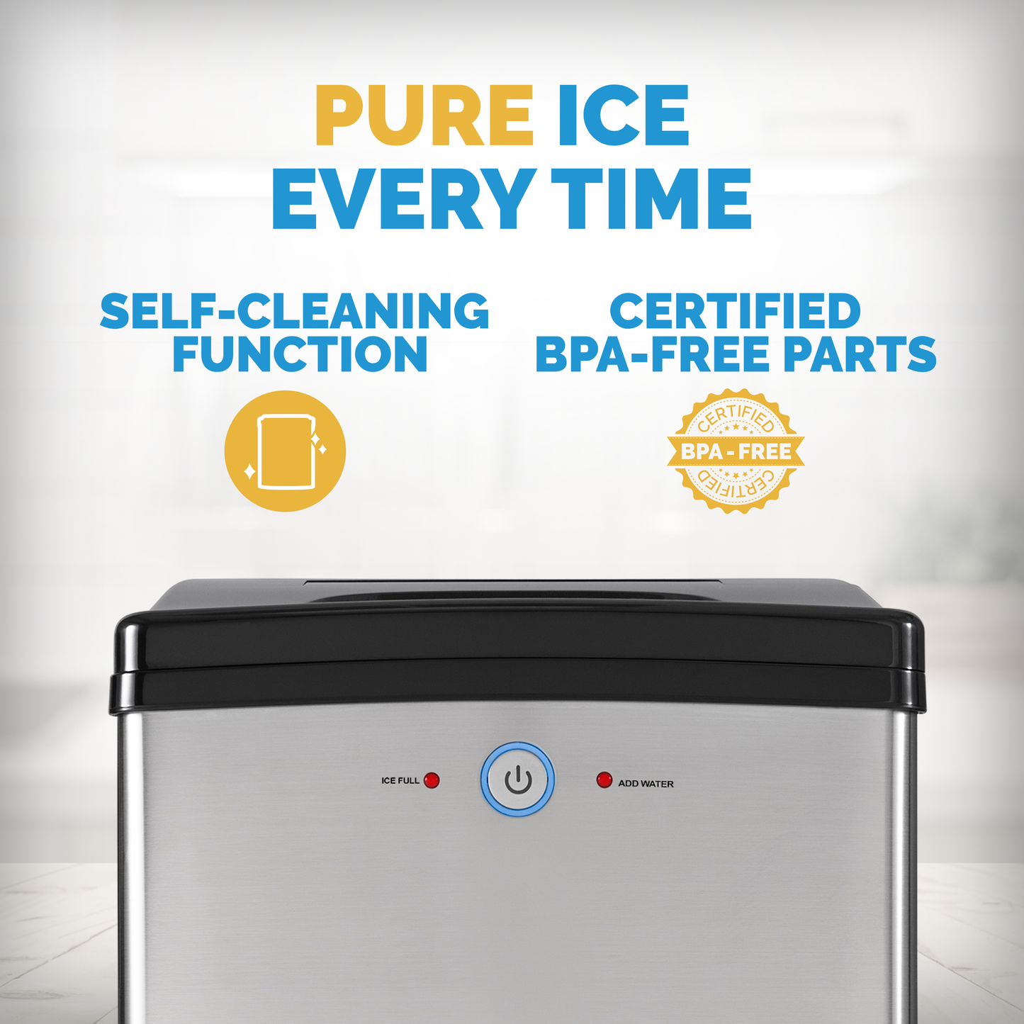 Newair® Countertop Ice Maker. Nugget Ice, 42 lbs/day - Stainless Steel