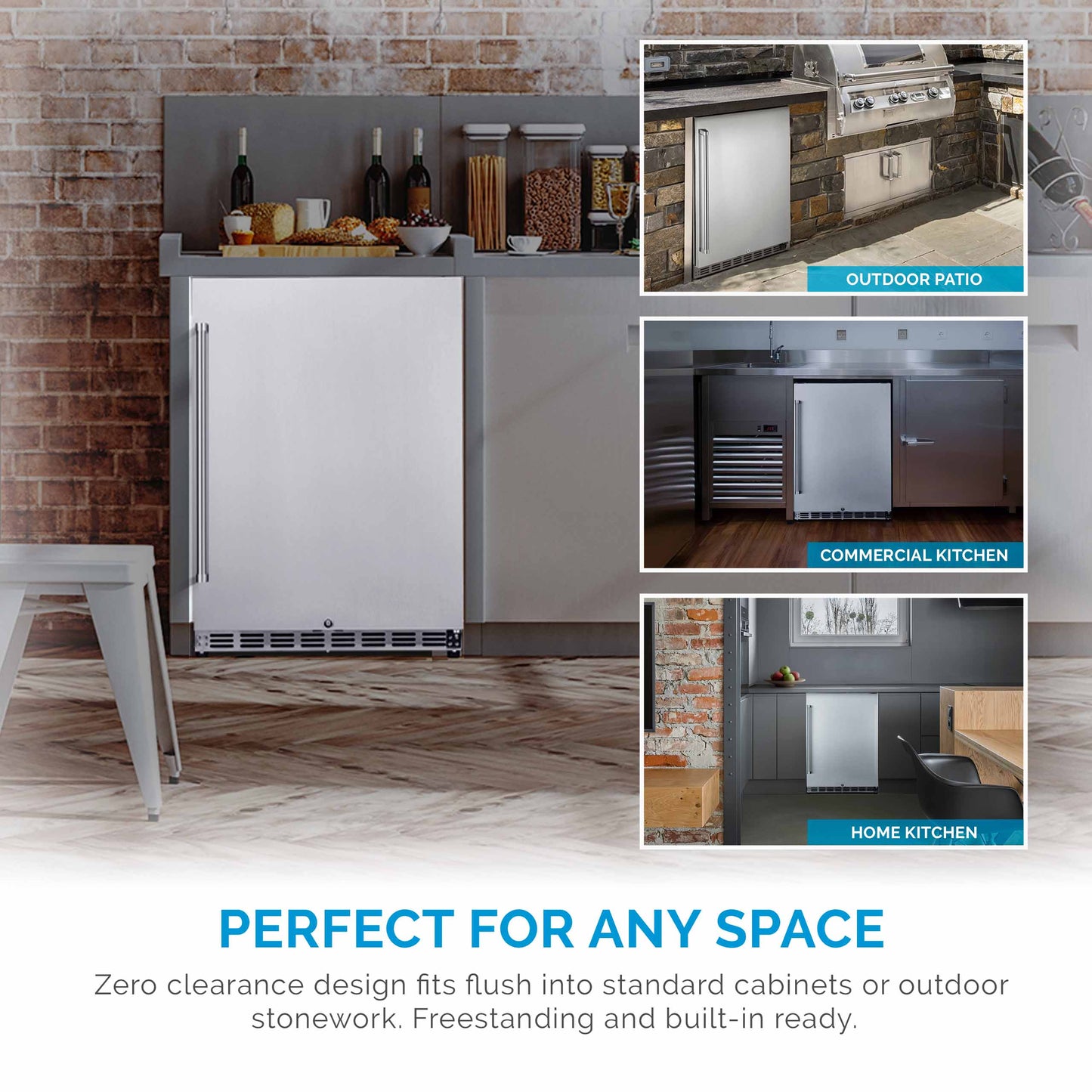 Newair® 24" 5.3 Cu. Ft. Commercial Built-In Stainless Steel Beverage Fridge - 23.6"