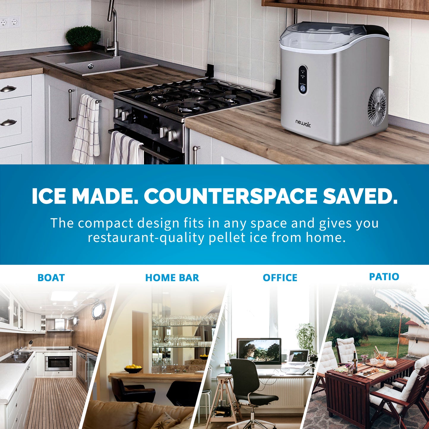 Newair® Countertop Ice Maker. Nugget Ice, 33 lbs/day