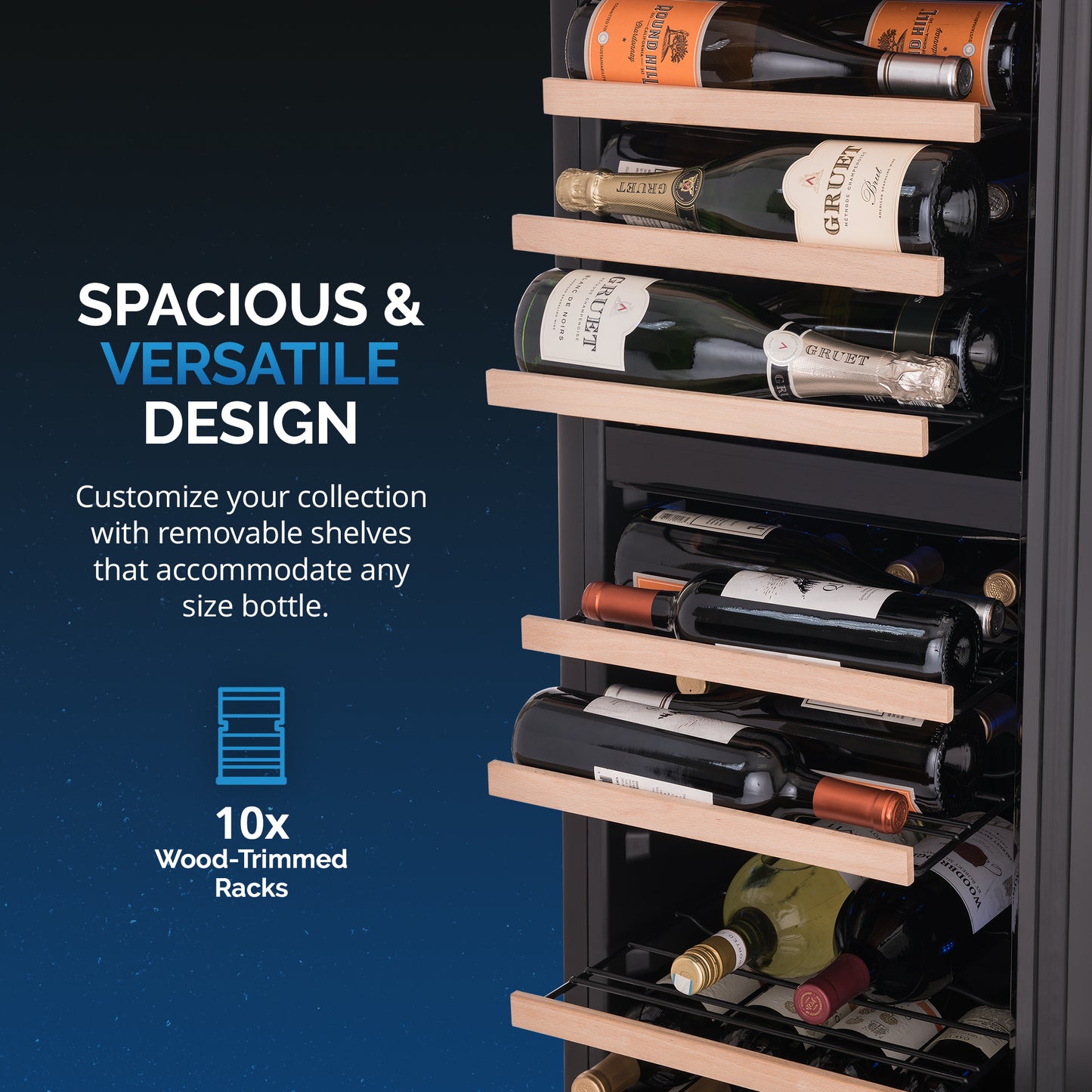 Newair® 56-Bottle 16.9" Black Freestanding Dual Zone Wine Fridge