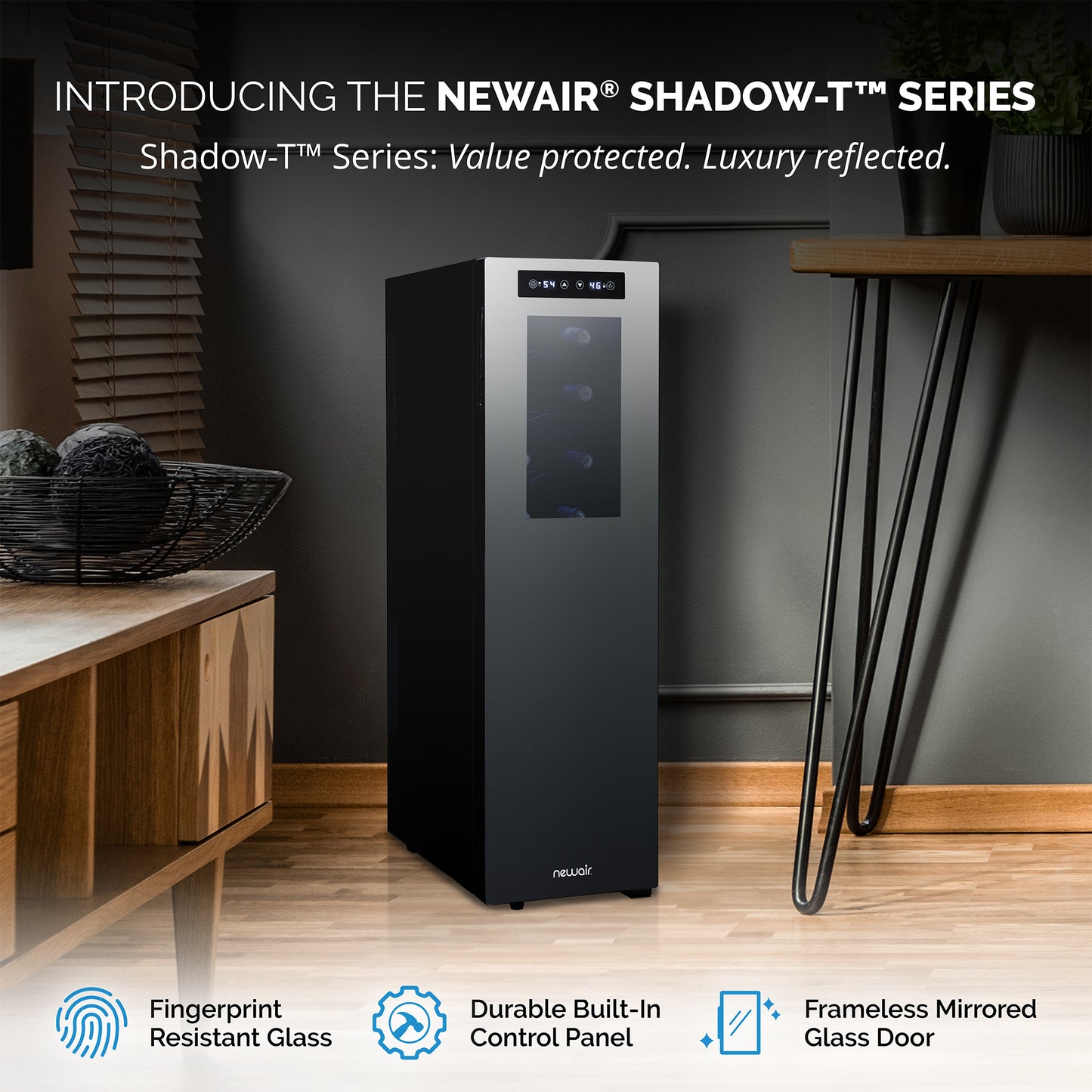 Newair® 18-Bottle 10.75" Black Freestanding Dual Zone Wine Fridge