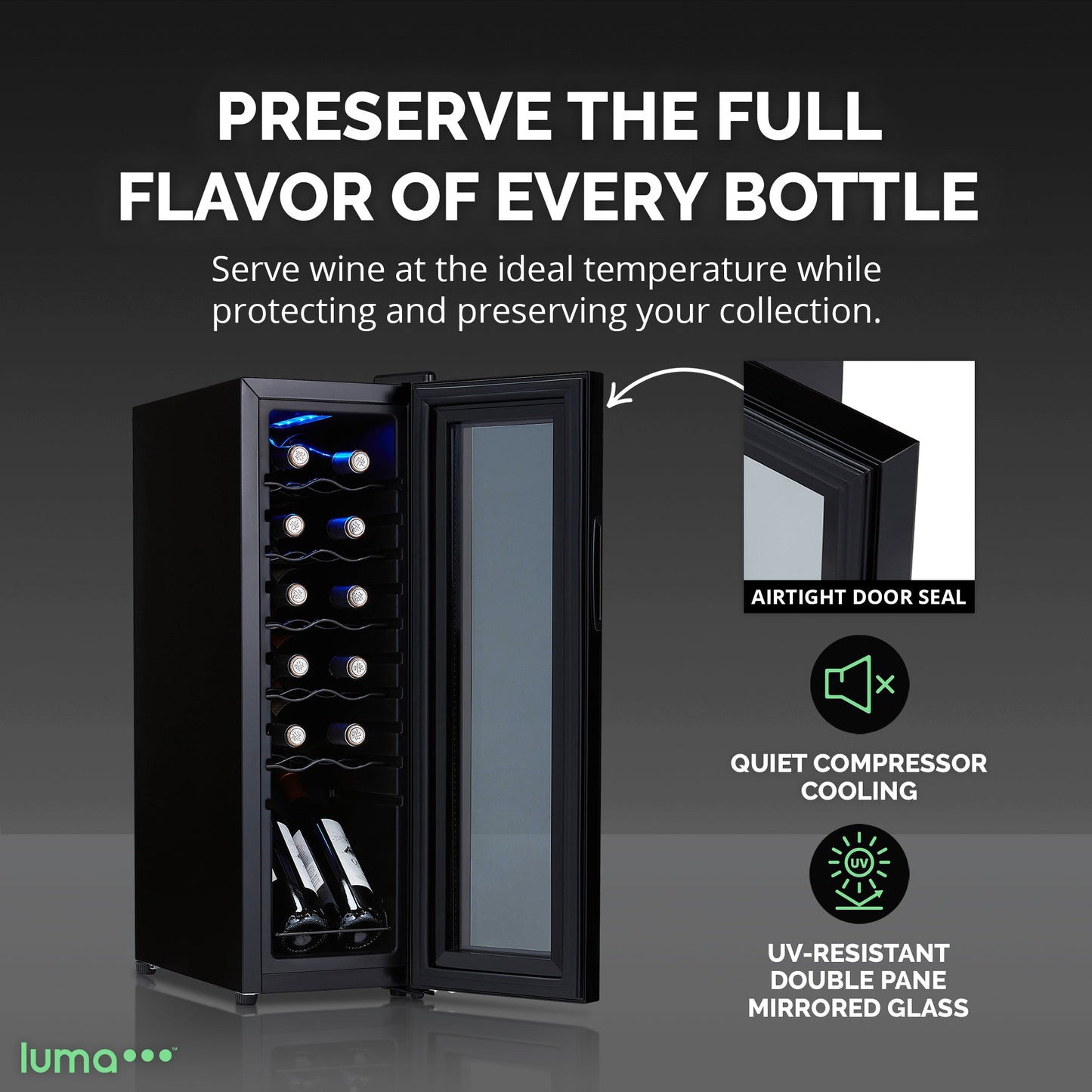 Luma® 12-Bottle 9.9" Black Freestanding Wine Fridge