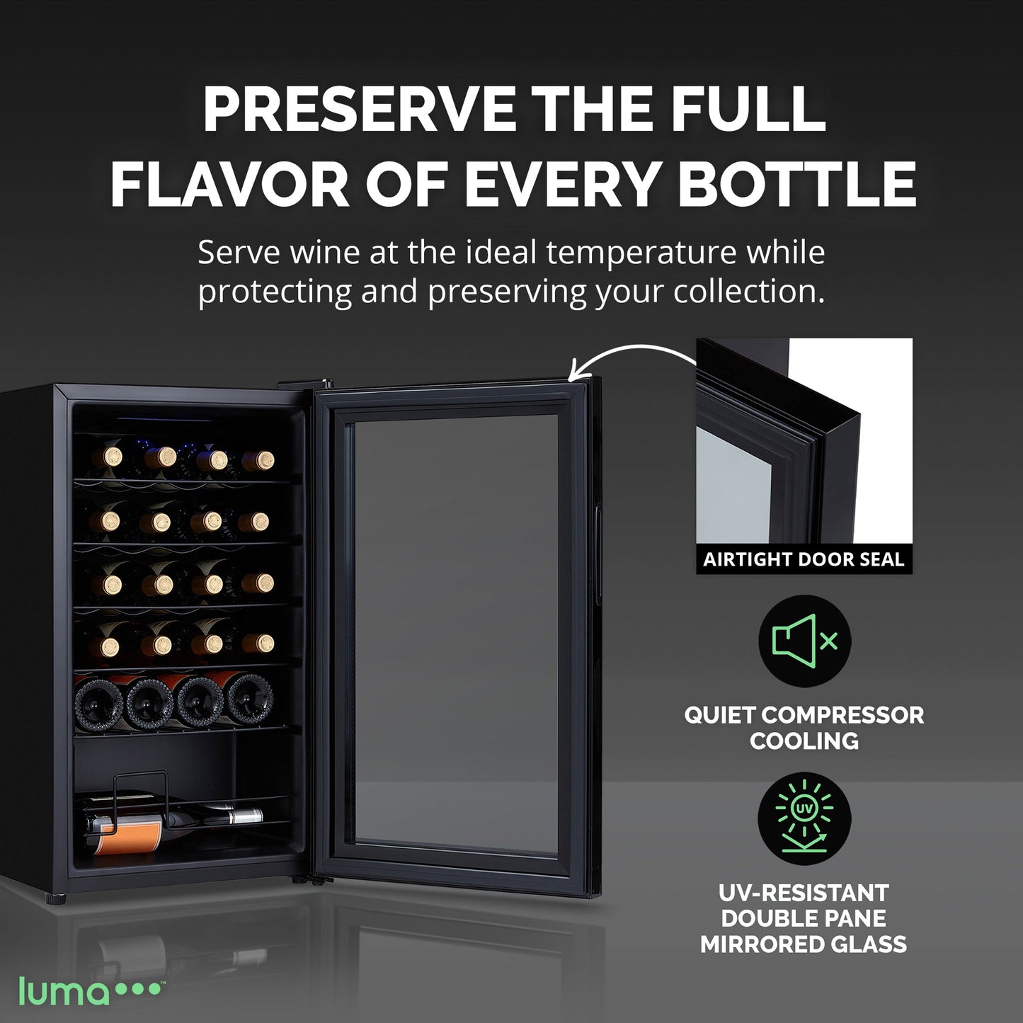 Luma® 24-Bottle 16.9" Black Freestanding Wine Fridge