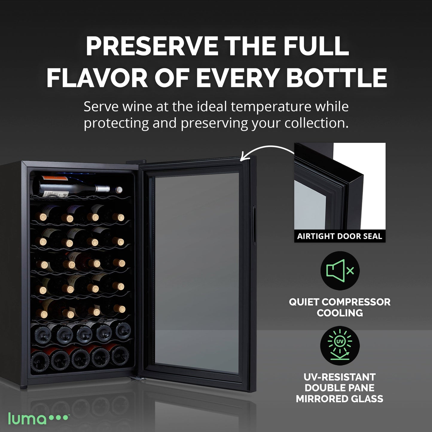 Luma® 51-Bottle 19.5" Black Freestanding Wine Fridge