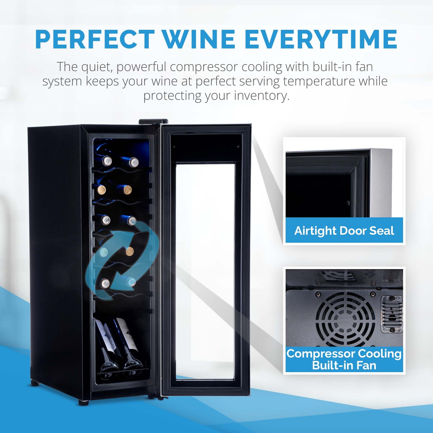 Newair® 12-Bottle 9.9" Stainless Steel Freestanding Wine Fridge