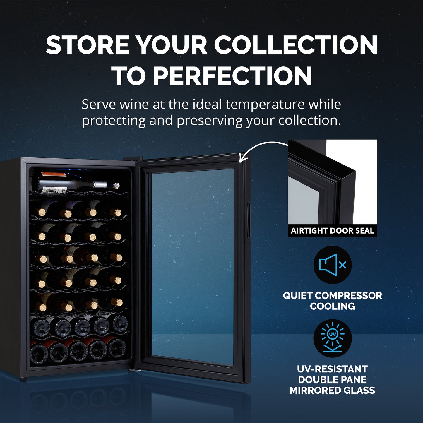 Newair® 51-Bottle 19.5" Black Freestanding Wine Fridge