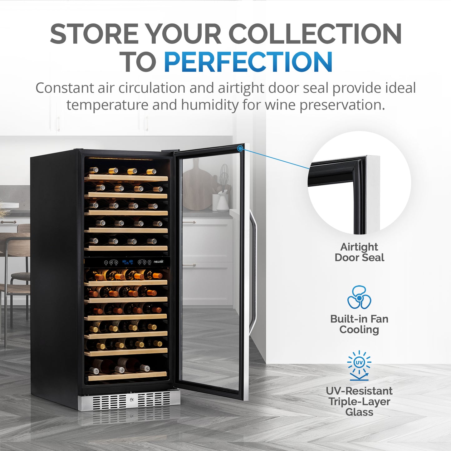 Newair® 116-Bottle 27" Built-In Dual Zone Wine Fridge