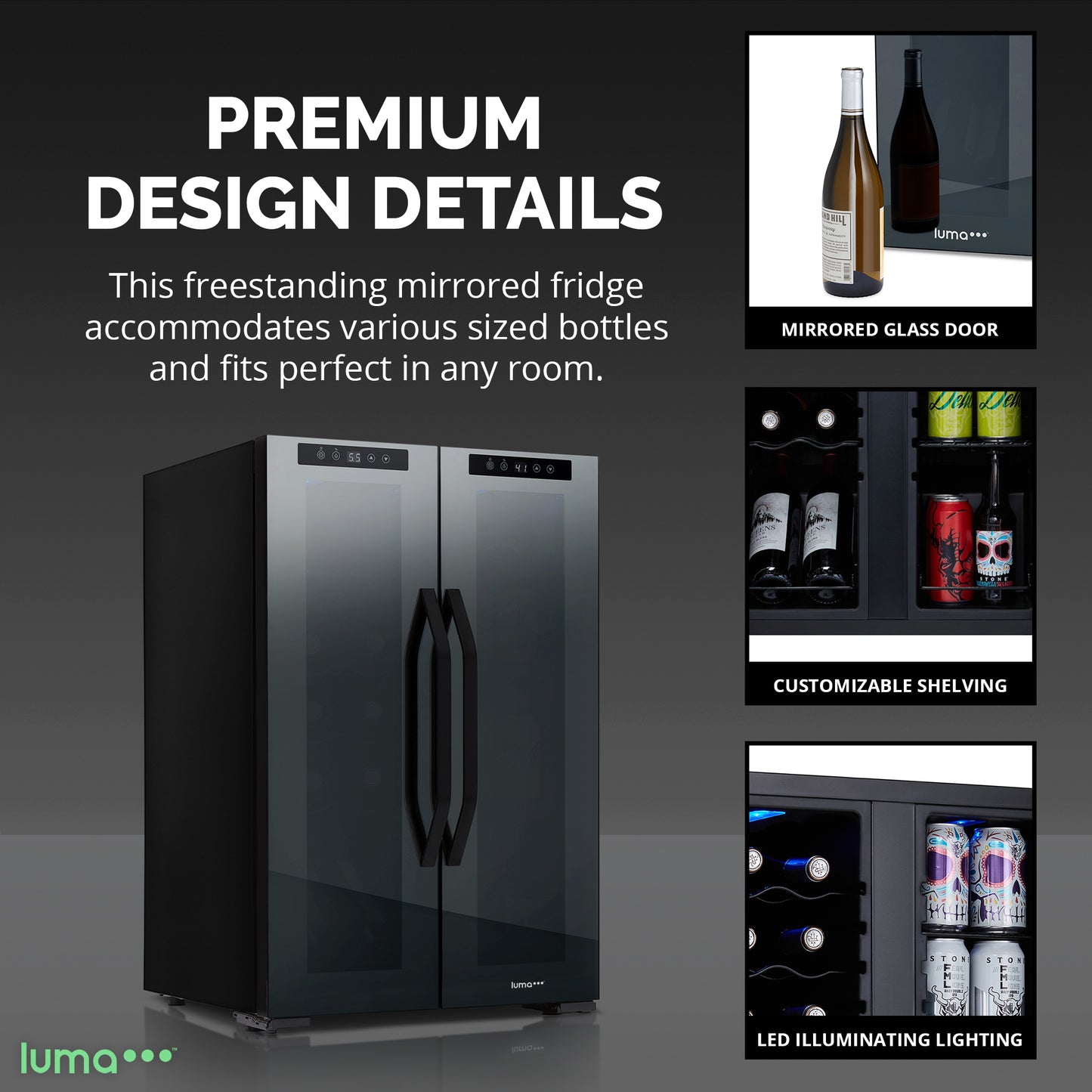 Luma Comfort 39-Can, 12-Bottle Freestanding Dual Zone Beverage Fridge - 20"