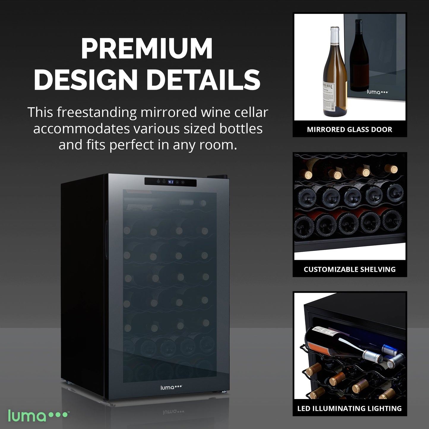 Luma® 51-Bottle 19.5" Black Freestanding Wine Fridge