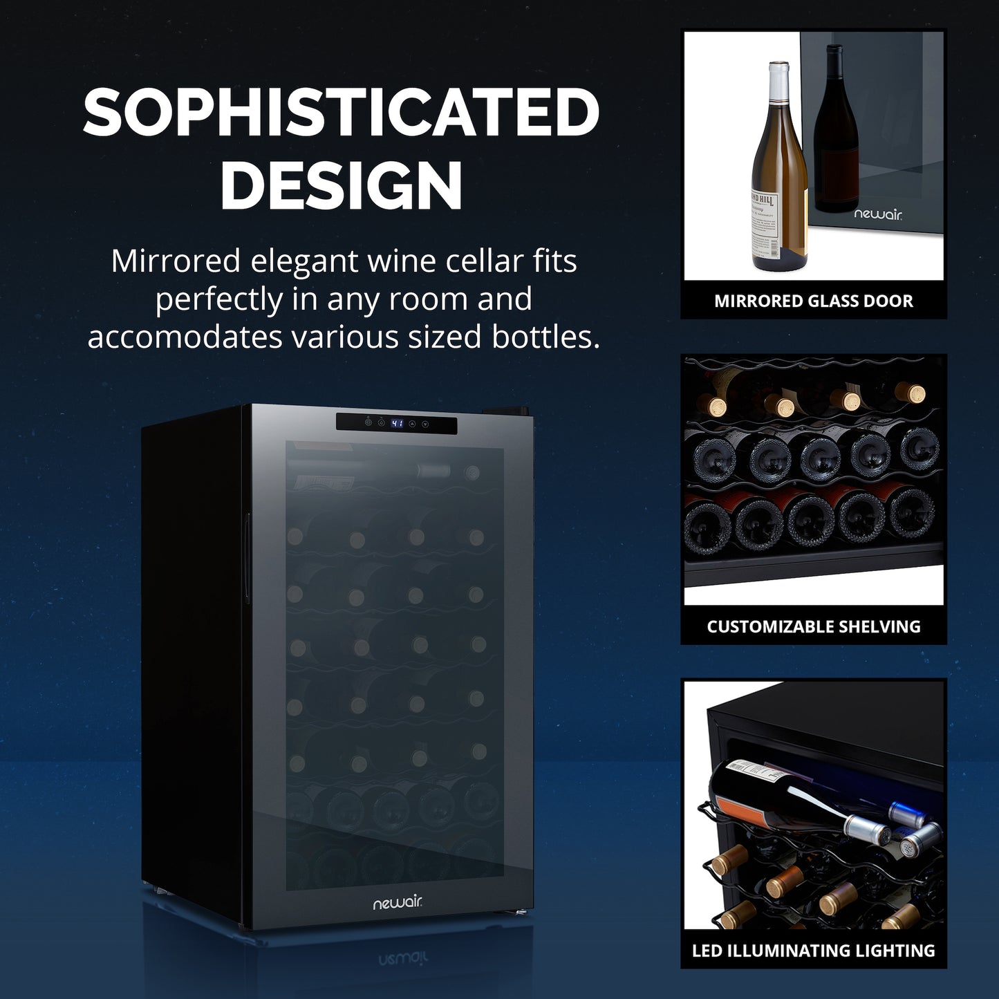 Newair® 51-Bottle 19.5" Black Freestanding Wine Fridge