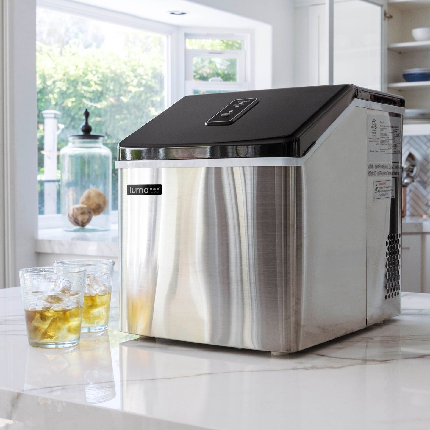 Luma Comfort Countertop Clear Ice Maker, 28 lbs. of Ice a Day with Easy to Clean BPA-Free Parts Ice Makers    Stainless Steel