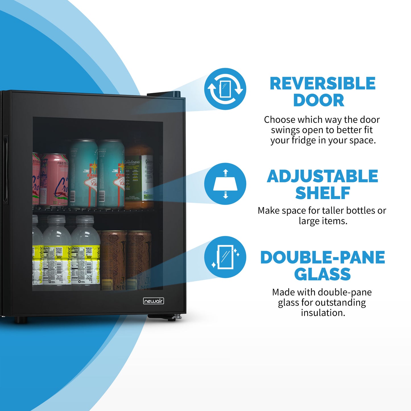 Newair® 60-Can Freestanding Black Beverage Fridge - 16.75"