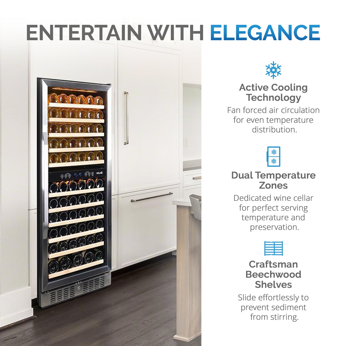 Newair® 116-Bottle 27" Built-In Dual Zone Wine Fridge