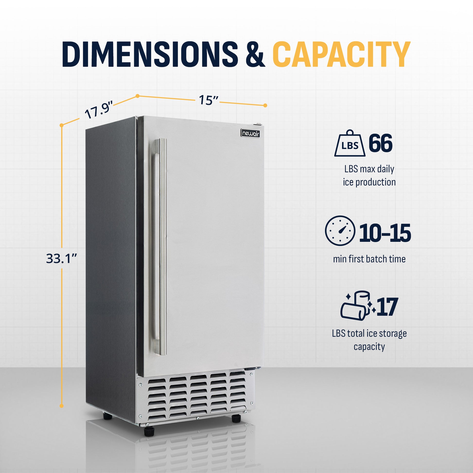 Newair 15” Undercounter Nugget Ice Maker