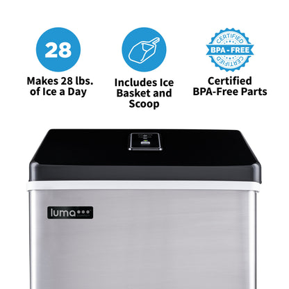 luma-comfort-countertop-clear-ice-maker-28-lbs-of-ice-a-day-with-easy-to-clean-bpa-free-parts-ice-makers-stainless-steel