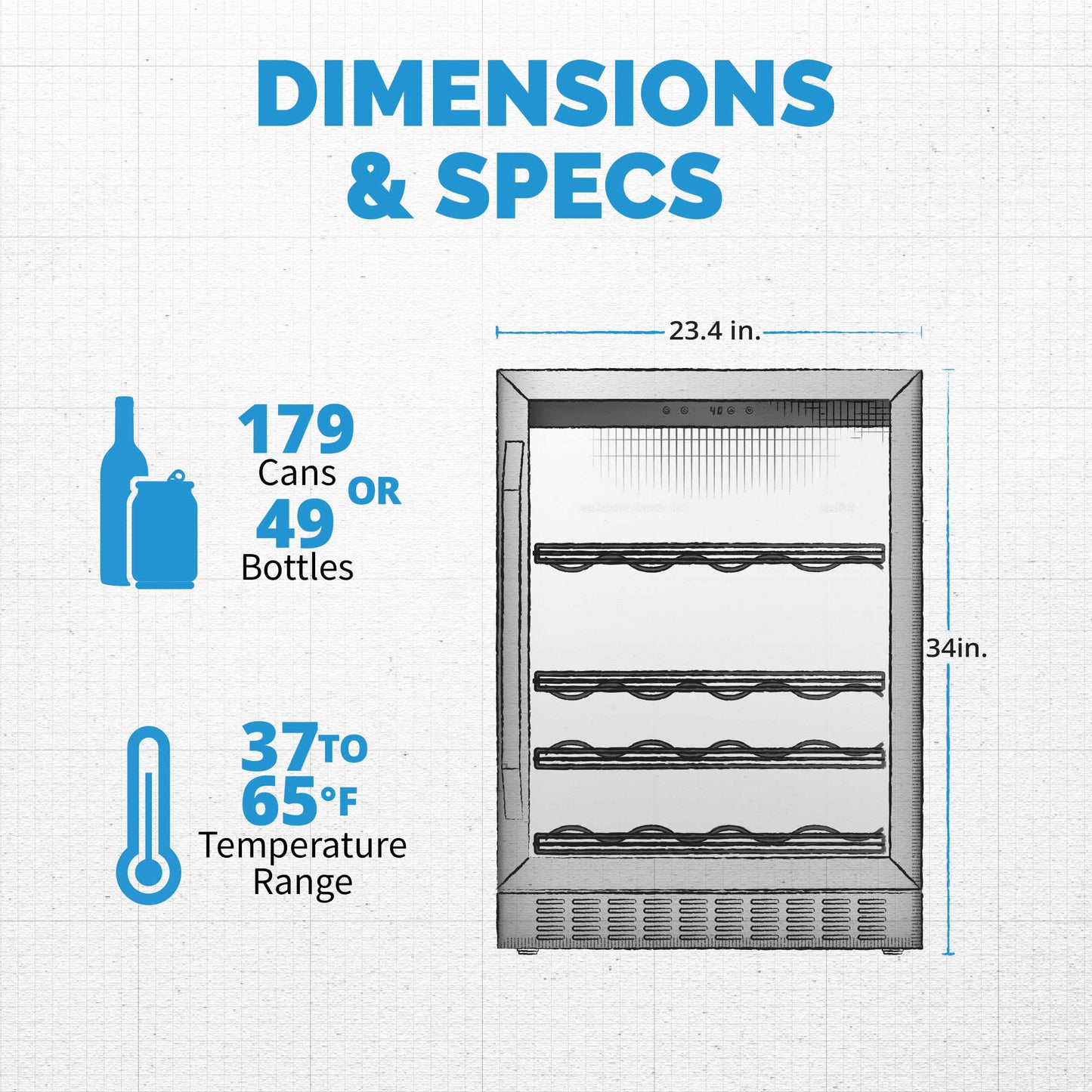 Blemish - Newair FlipShelf™ 24" 179 Can or 49 Bottle, Built-in or Freestanding Wine and Beverage Fridge with Reversible Shelves