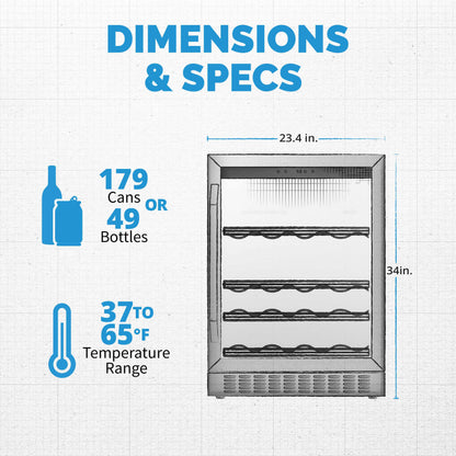 blemish-newair-flipshelf™-24-179-can-or-49-bottle-built-in-or-freestanding-wine-and-beverage-fridge-with-reversible-shelves