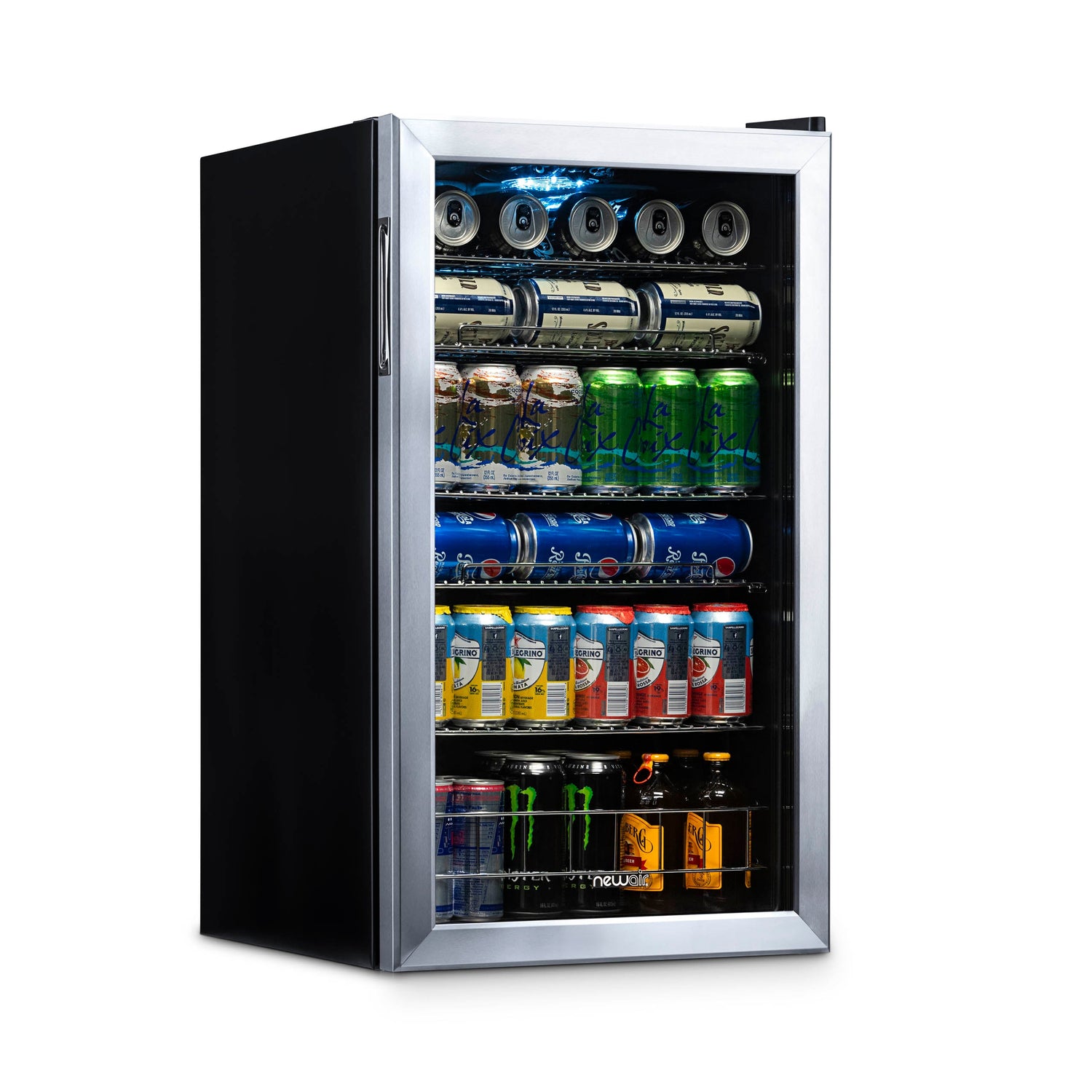 Newair 126 Can Freestanding Beverage Fridge in Stainless Steel with Adjustable Shelves Beverage Fridge