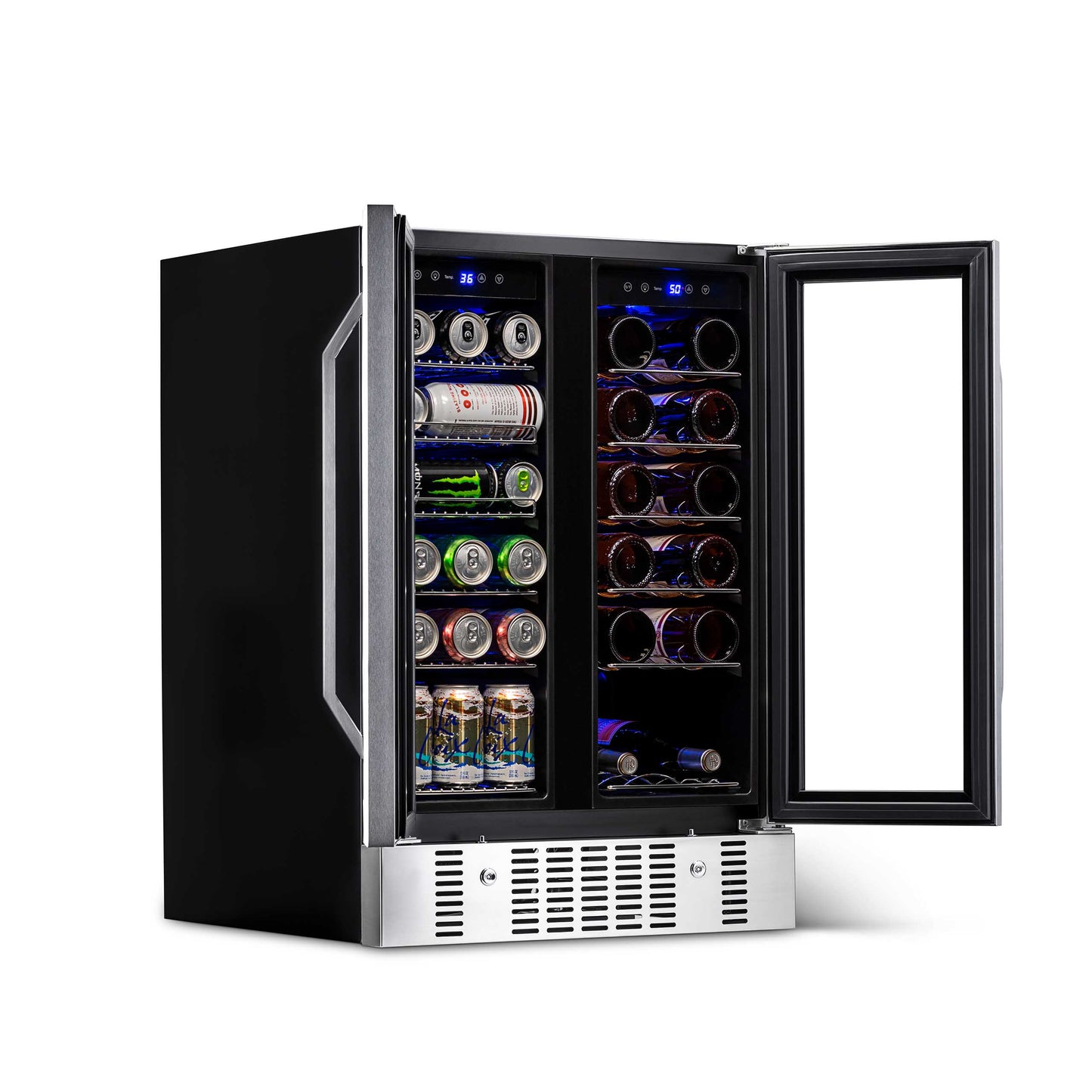 Newair® 58-Can, 18-Bottle Built-in Dual Zone Beverage Fridge - 24"