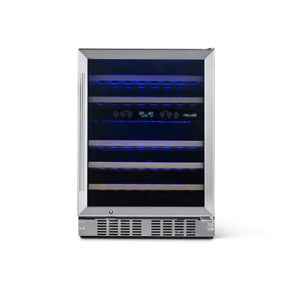 newair-24-built-in-46-bottle-dual-zone-wine-fridge-in-stainless-steel-quiet-operation-with-beech-wood-shelves-wine-coolers-yes-recessed-kickplate