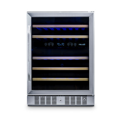 newair-24-built-in-46-bottle-dual-zone-wine-fridge-in-stainless-steel-quiet-operation-with-beech-wood-shelves-wine-coolers-no-non-recessed-kickplate