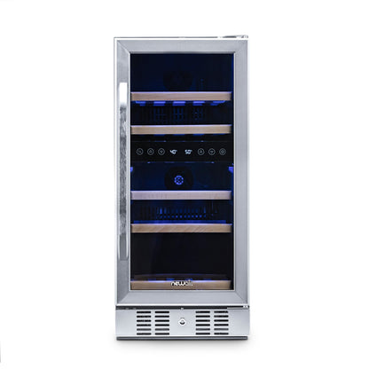 newair-15-built-in-29-bottle-dual-zone-wine-fridge-in-stainless-steel-quiet-operation-with-beech-wood-shelves-wine-coolers-non-recessed-kickplate