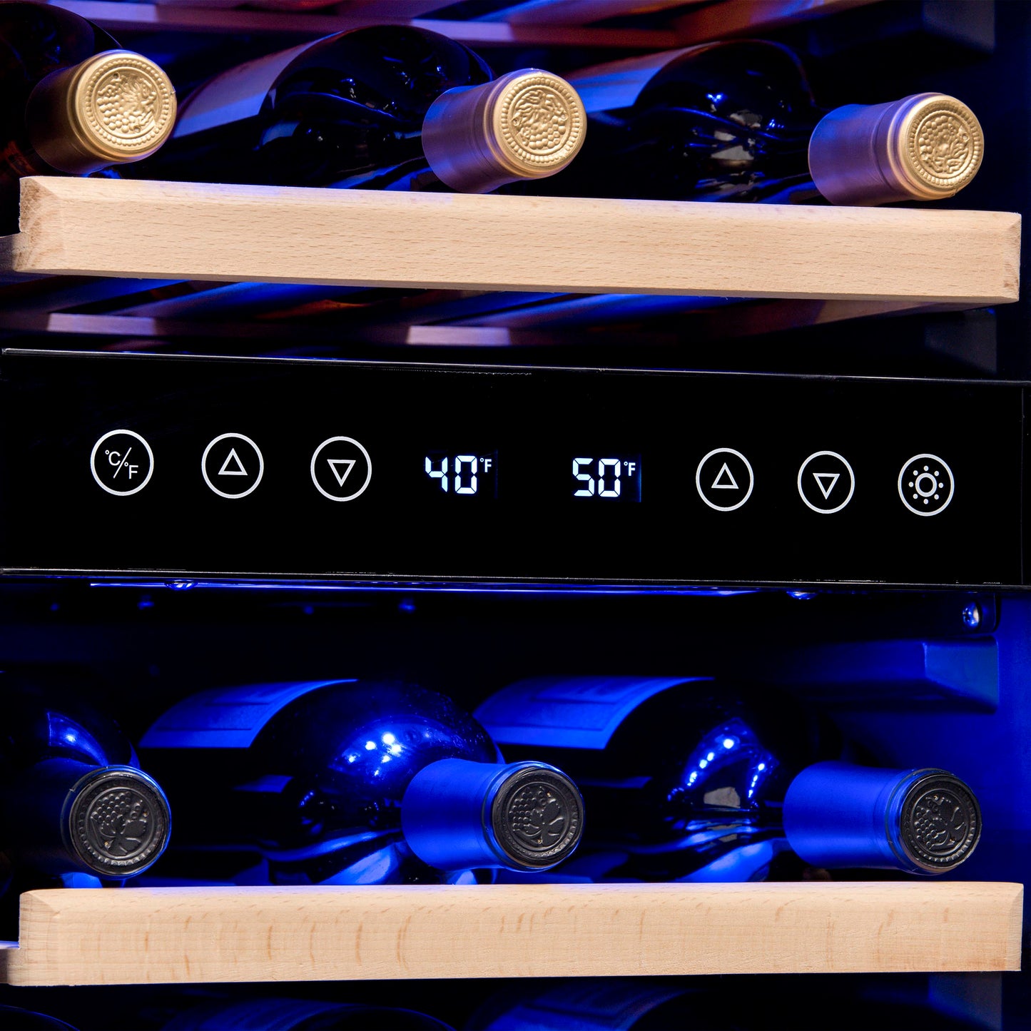 Newair 15” Built-in 29 Bottle Dual Zone Wine Fridge in Stainless Steel, Quiet Operation with Beech Wood Shelves Wine Coolers    