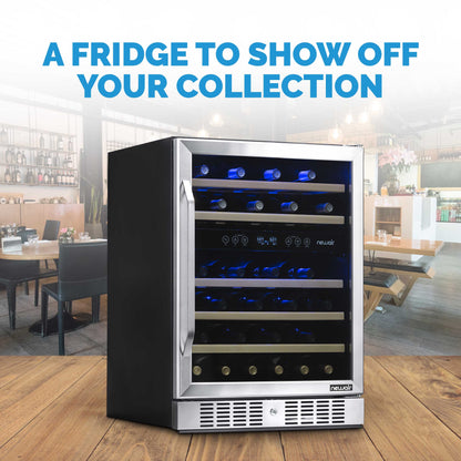 newair-24-built-in-46-bottle-dual-zone-wine-fridge-in-stainless-steel-quiet-operation-with-beech-wood-shelves-wine-coolers-no-non-recessed-kickplate