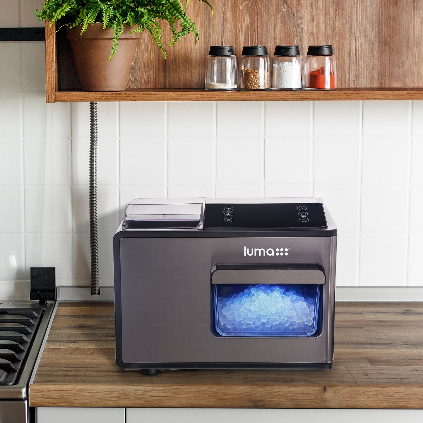 Luma® Countertop Ice Maker. Nugget Ice, 44 lbs/day - Black Stainless Steel