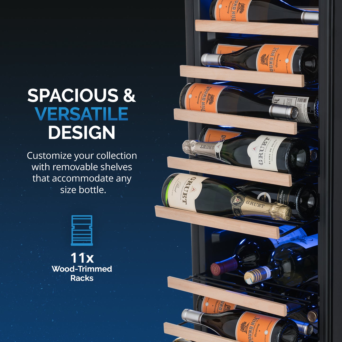 Newair® 62-Bottle 16.9" Black Freestanding Wine Fridge