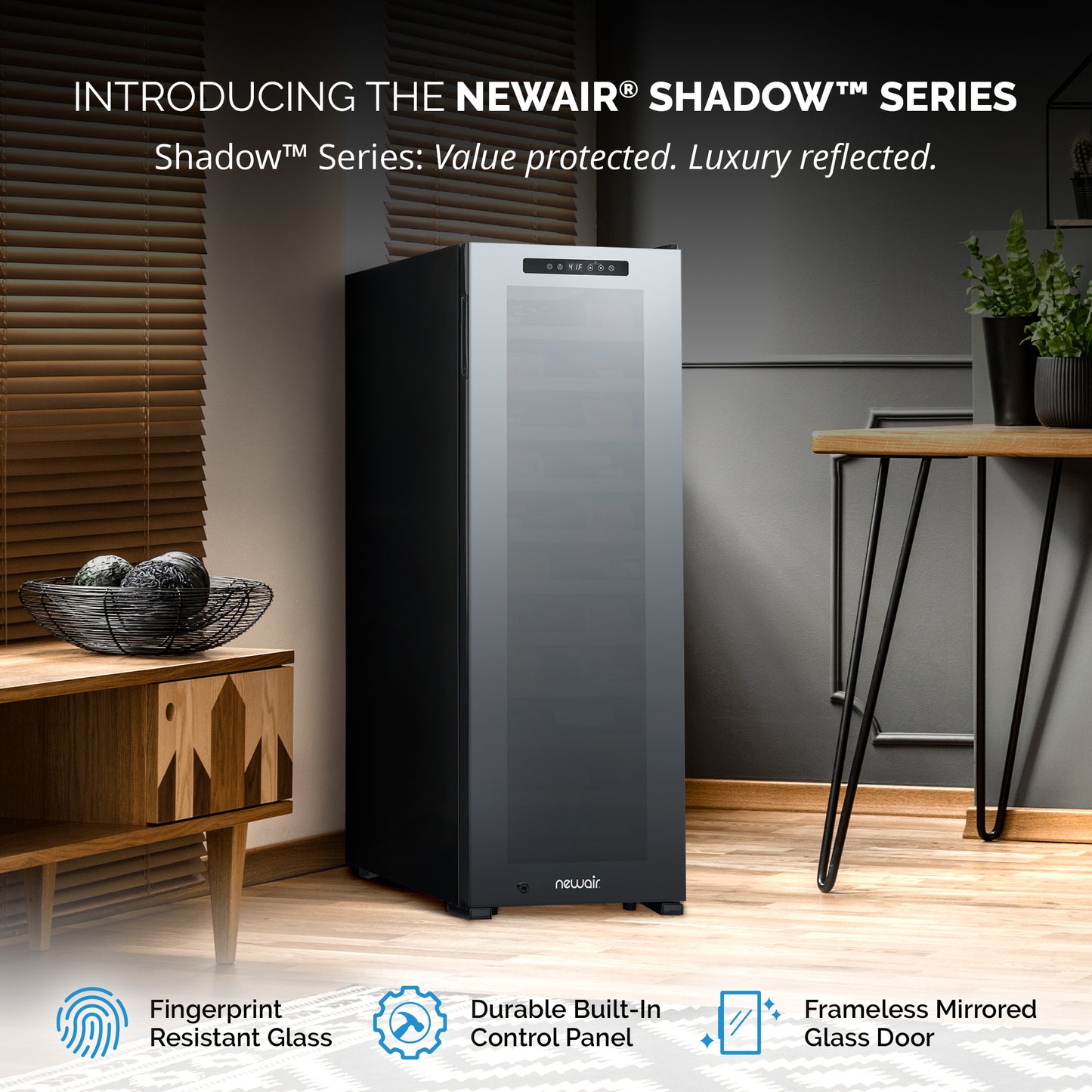 Newair® 62-Bottle 16.9" Black Freestanding Wine Fridge