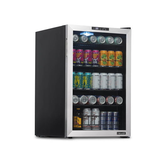 Newair 160 Can Freestanding Beverage Fridge in Stainless Steel with SplitShelf™ Beverage Fridge