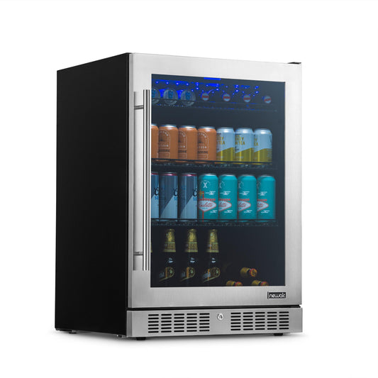 Newair 24” Built-in Premium 224 Can Beverage Fridge with Color Changing LED Lights Beverage Fridge