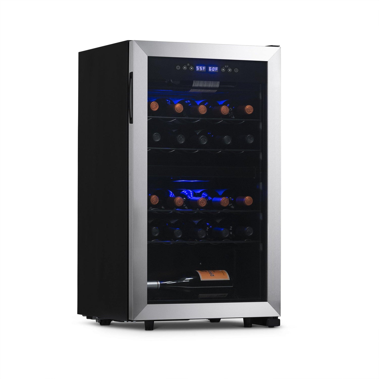 Newair Freestanding 28 Bottle Dual Zone Wine Fridge in Stainless Steel and Adjustable Racks Wine Coolers