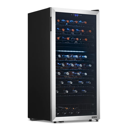 Newair Freestanding 76 Bottle Dual Zone Wine Fridge with Low-Vibration Ultra-Quiet Inverter Compressor and Adjustable Racks Wine Coolers