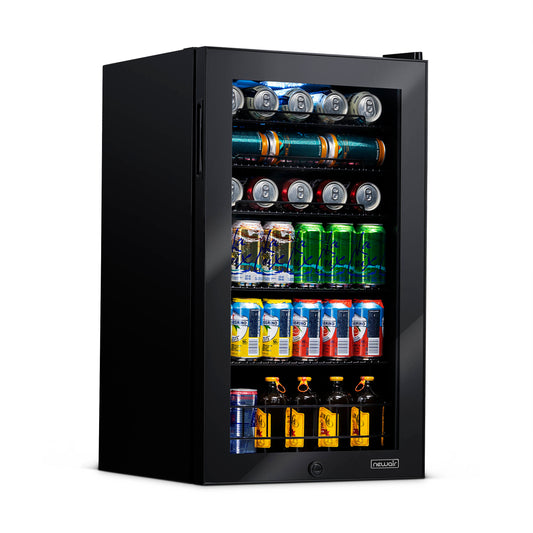 Newair 126 Can Freestanding Beverage Fridge in Onyx Black with Adjustable Shelves Beverage Fridge