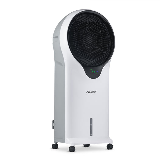 Newair Evaporative Air Cooler and Portable Cooling Fan in White, 470 CFM with CycloneCirculationTM and Energy Efficient Eco-Friendly Cooling, 3 Fan Speeds, 3 Modes, 7.5 Hr Timer and 1.45 Gallon Removable Water Tank Residential Evaporative Coolers    