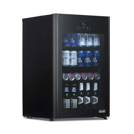 Newair Froster 125 Can Freestanding Beverage Fridge in Black, Chills Down to 23 Degrees Beverage Fridge    