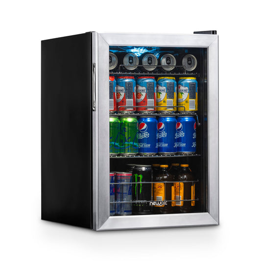 Newair 90 Can Freestanding Beverage Fridge in Stainless Steel, with Adjustable Shelves Beverage Fridge    