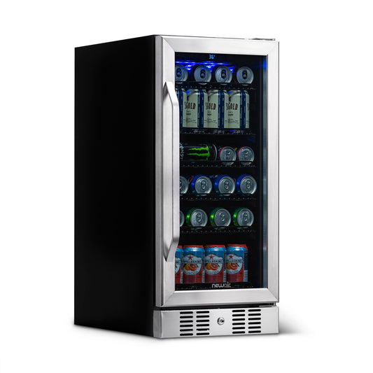 Newair 15” Built-in 96 Can Beverage Fridge in Stainless Steel Beverage Fridge