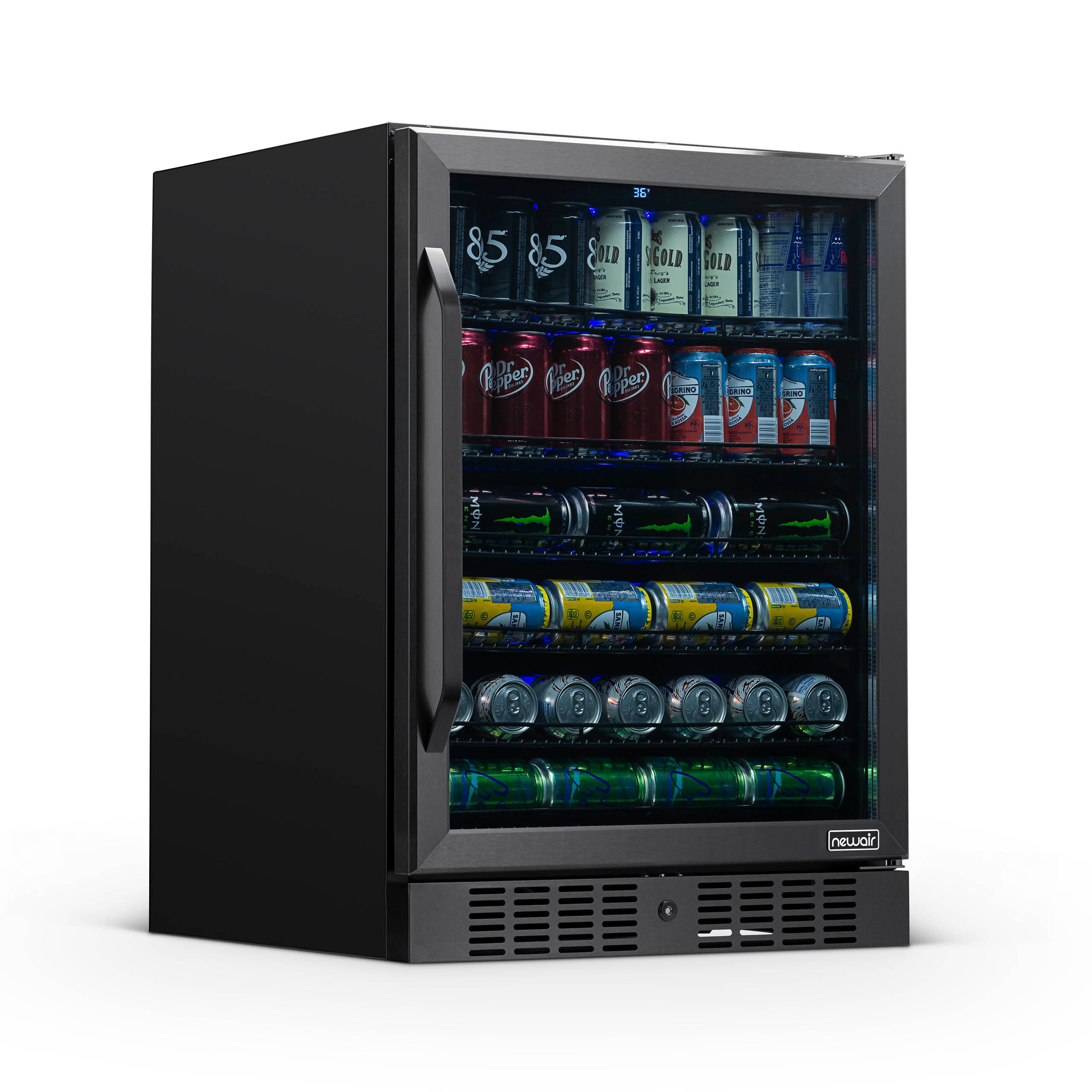 Newair 126 Can Freestanding Beverage Fridge In Stainless Steel With ...