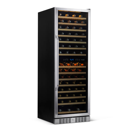 Newair 24” Built-in 160 Bottle Dual Zone Compressor Wine Fridge in Stainless Steel, Quiet Operation with Smooth Rolling Shelves Wine Coolers    