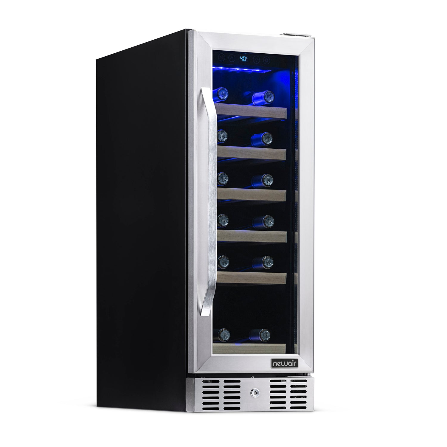 Newair 12" Built-In 19 Bottle Wine Fridge in Stainless Steel, with Premium Beech Wood Shelves Wine Coolers    